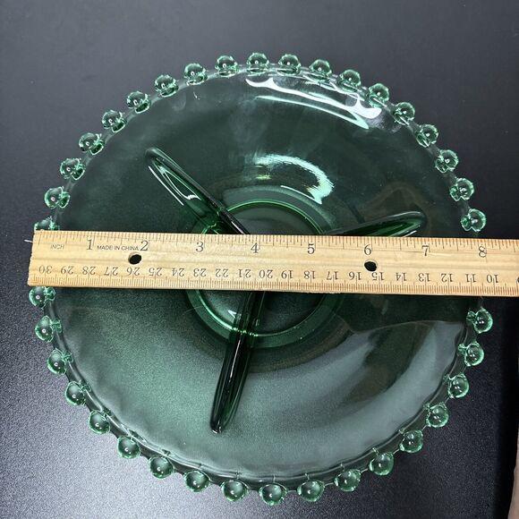 Candlewick Clear Green Glass Vintage Divided Serving Relish Dish Tray 8” - Picture 7 of 7